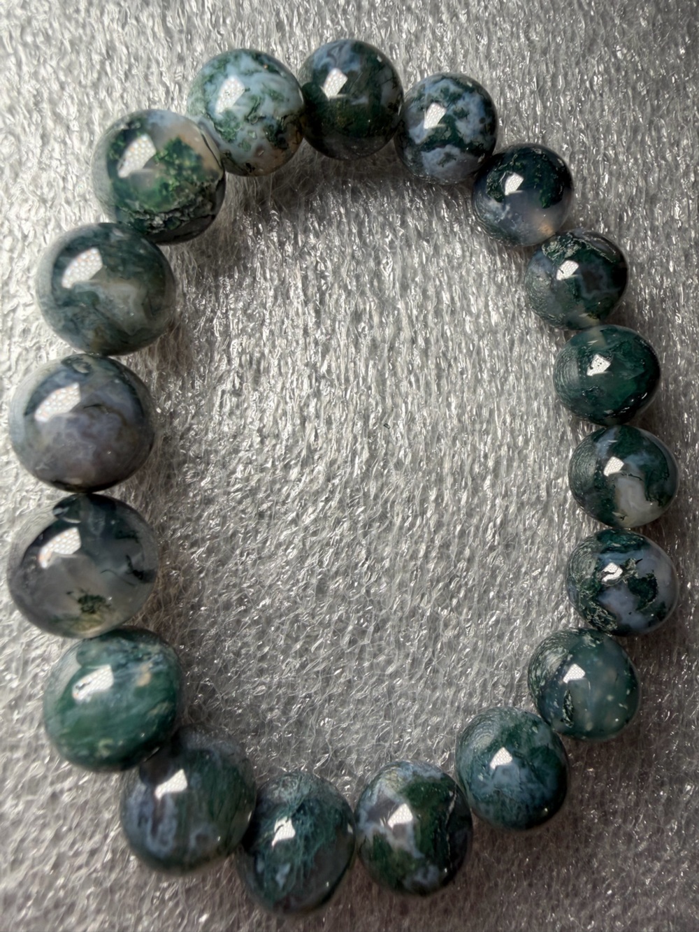 Beautiful 11MM Moss Agate Natural Crystal Bracelet
